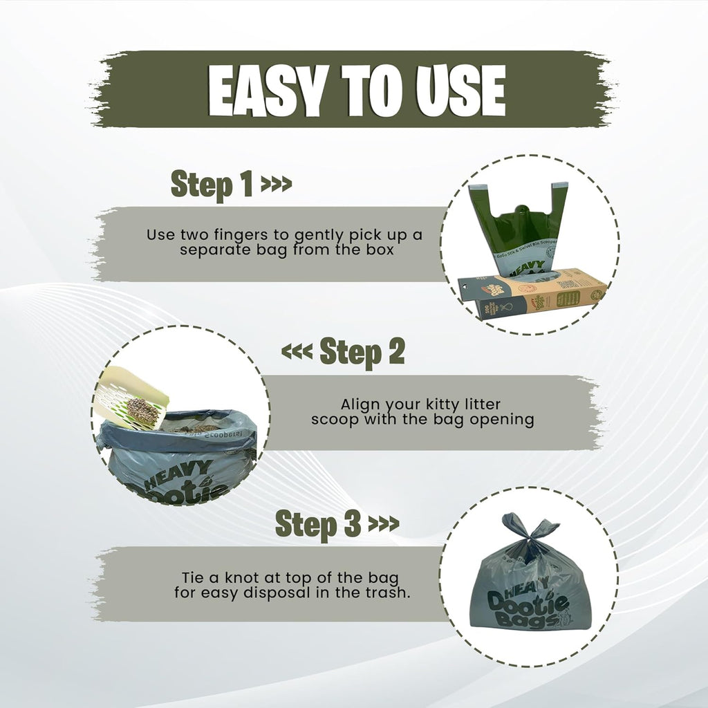 HEAVY Dootie Bags with EZ Tie Handles. Clean and Convenient for Pet Dog Poop, Cat Litter. Multi-Use. Great for Swivel Bin and  Scoopers. Made with Cornstarch. Strong, Leakproof and Very Large
