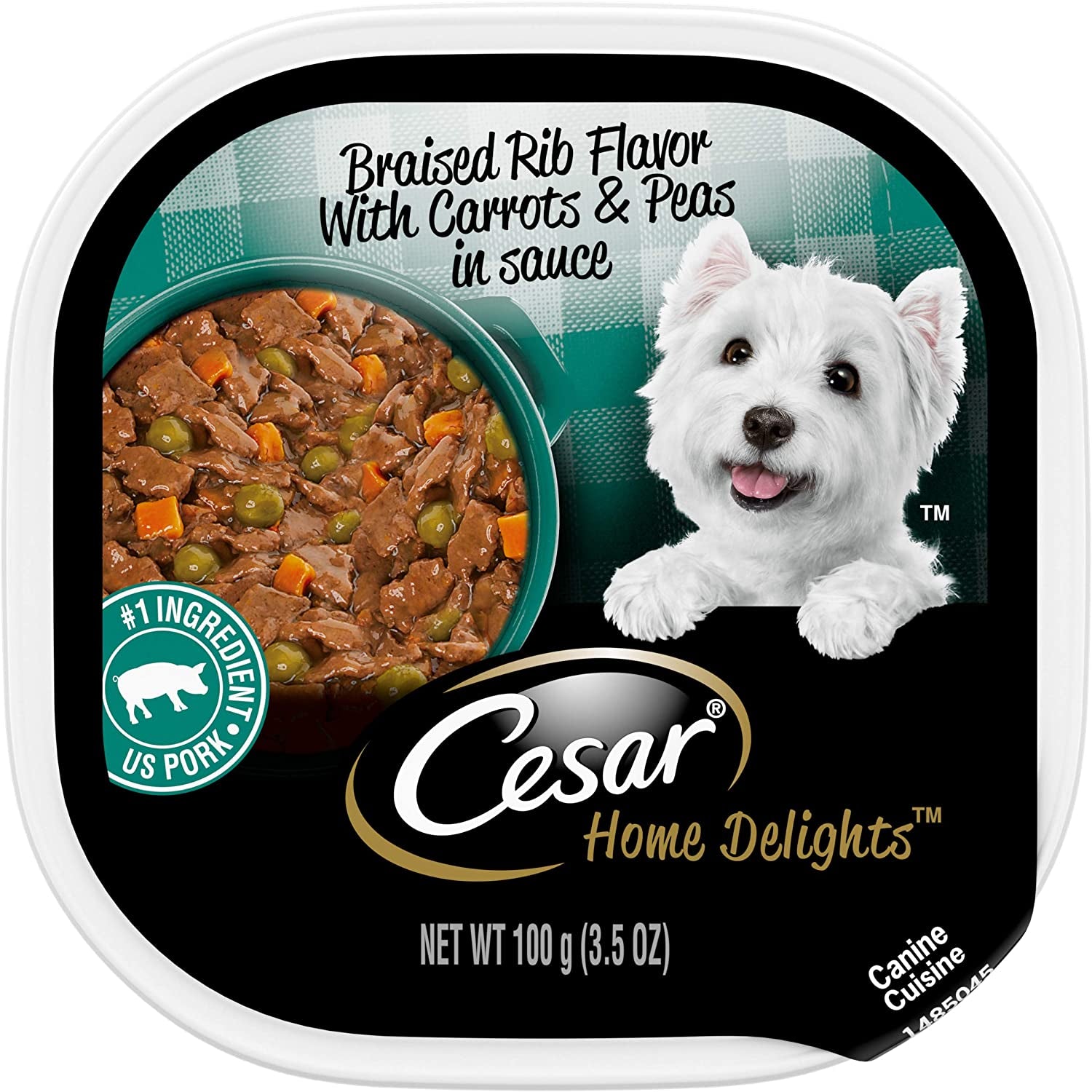 Home Delights Adult Soft Wet Dog Food Braised Rib Flavor with Carrots & Peas in Sauce, 3.5 Oz. Easy Peel Trays, Pack of 24